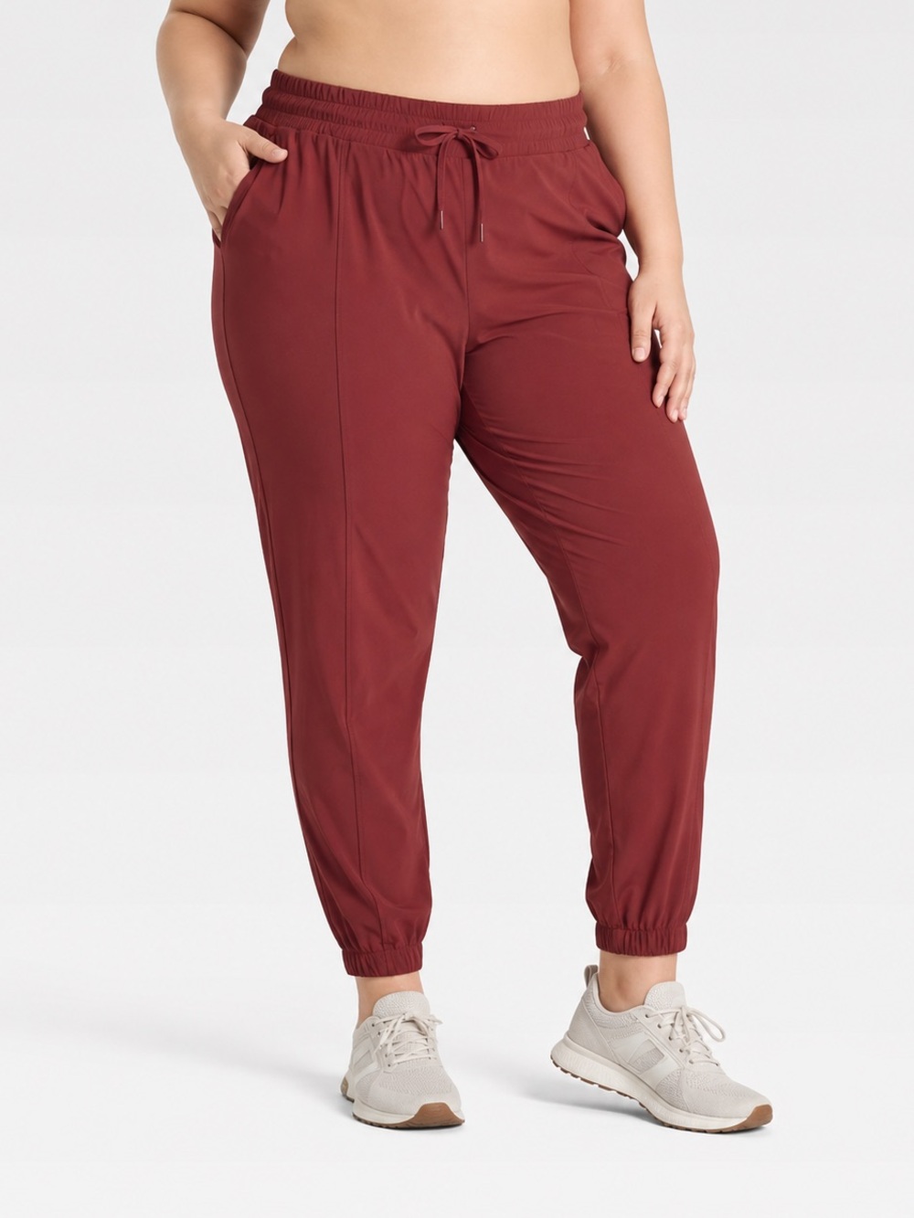 All In Motion Women's Active Light Mid-Rise Joggers Maroon Size L